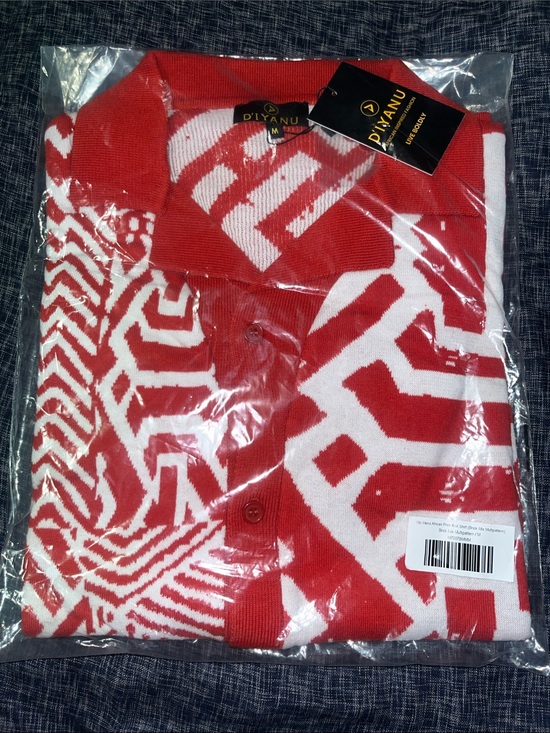 D'Iyanu Other - Diyanu Obi Men’s African Print Knit Shirt (Brick Mix Multi Pattern)